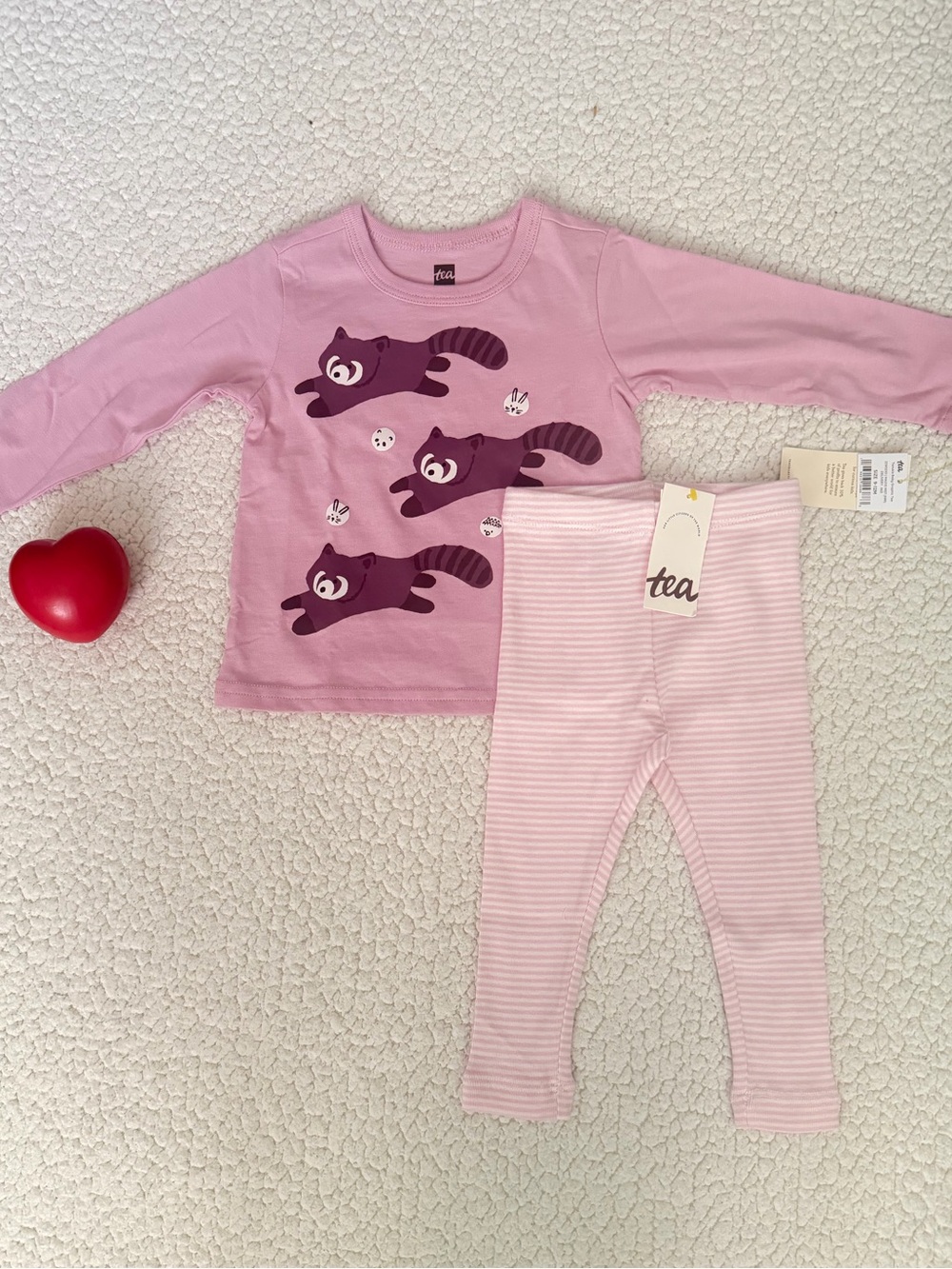 Tea Collection Pink Raccoon Pajama Set for Kids